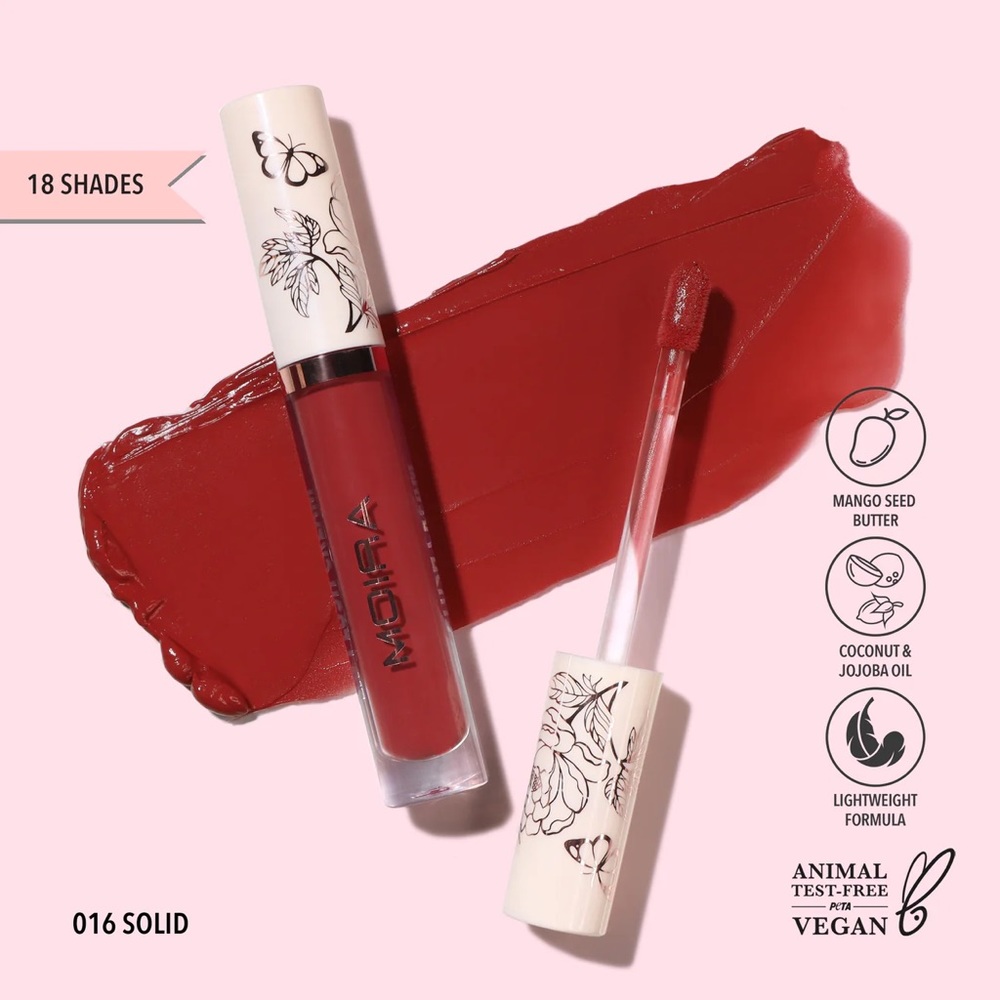 Moira- Lip Plush Cream- 16 Solid- Red Lip Cream Lipstick- Long Lasting Lipstick